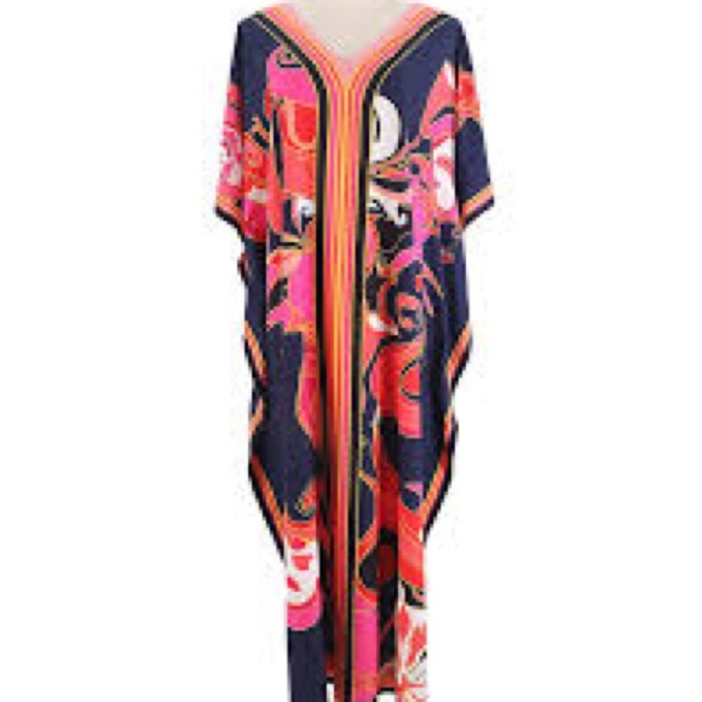 Colorful Floral Kaftan Dress